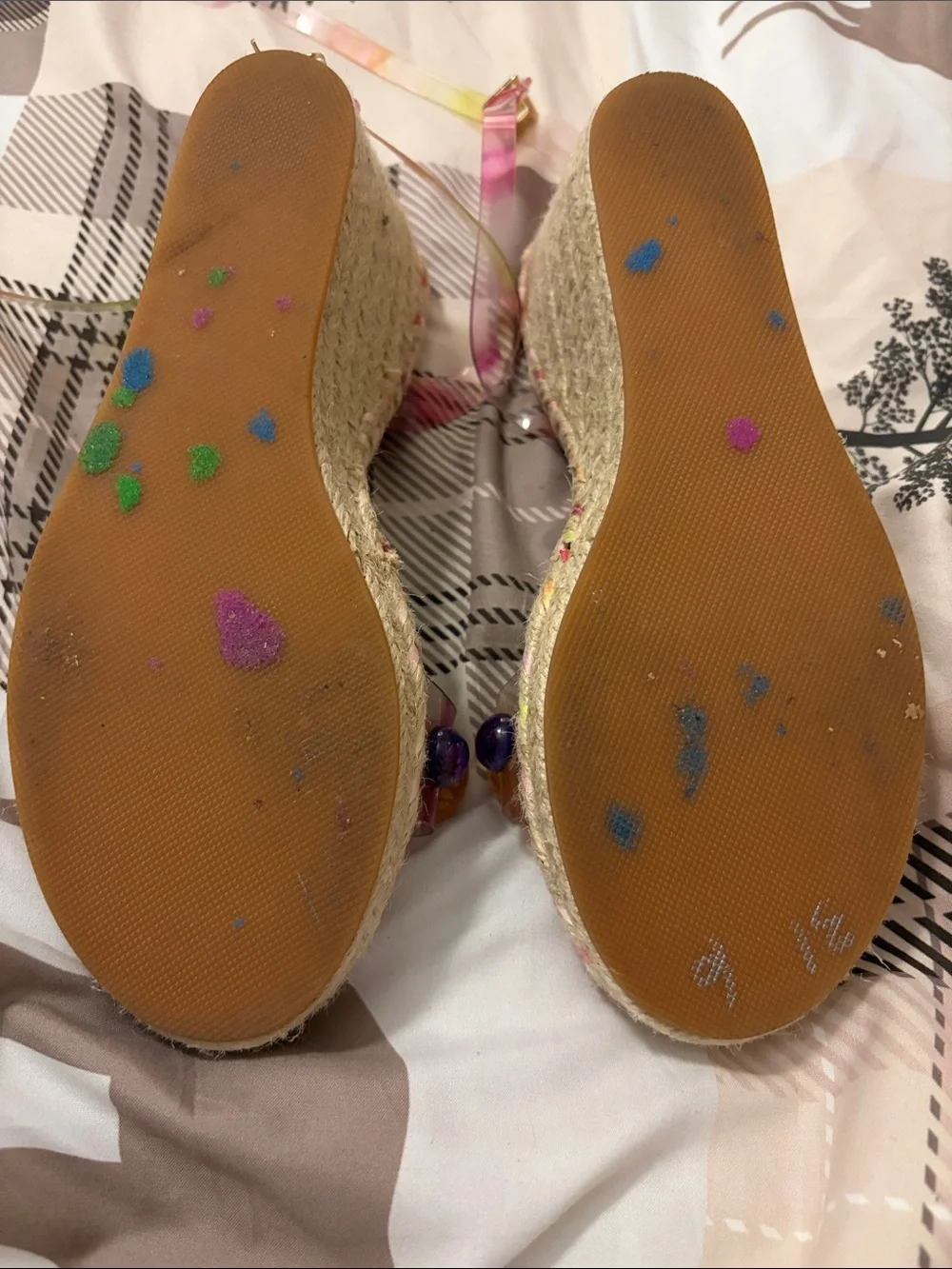 Betsey Johnson Pink Tie-Dye Floral Resin Espadrille Wedge Sandals